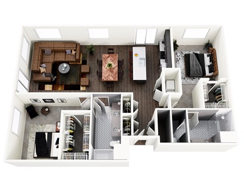 Floor plan for 2 beds, 2 baths, 1531 sqft